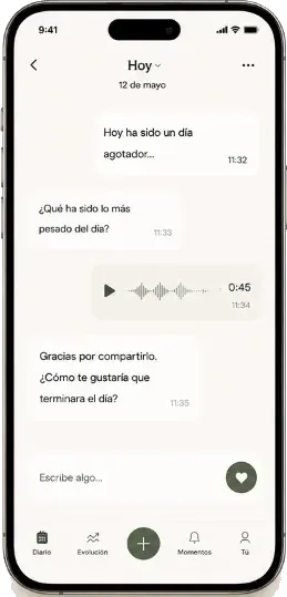 Pantalla Diario: conversación del día